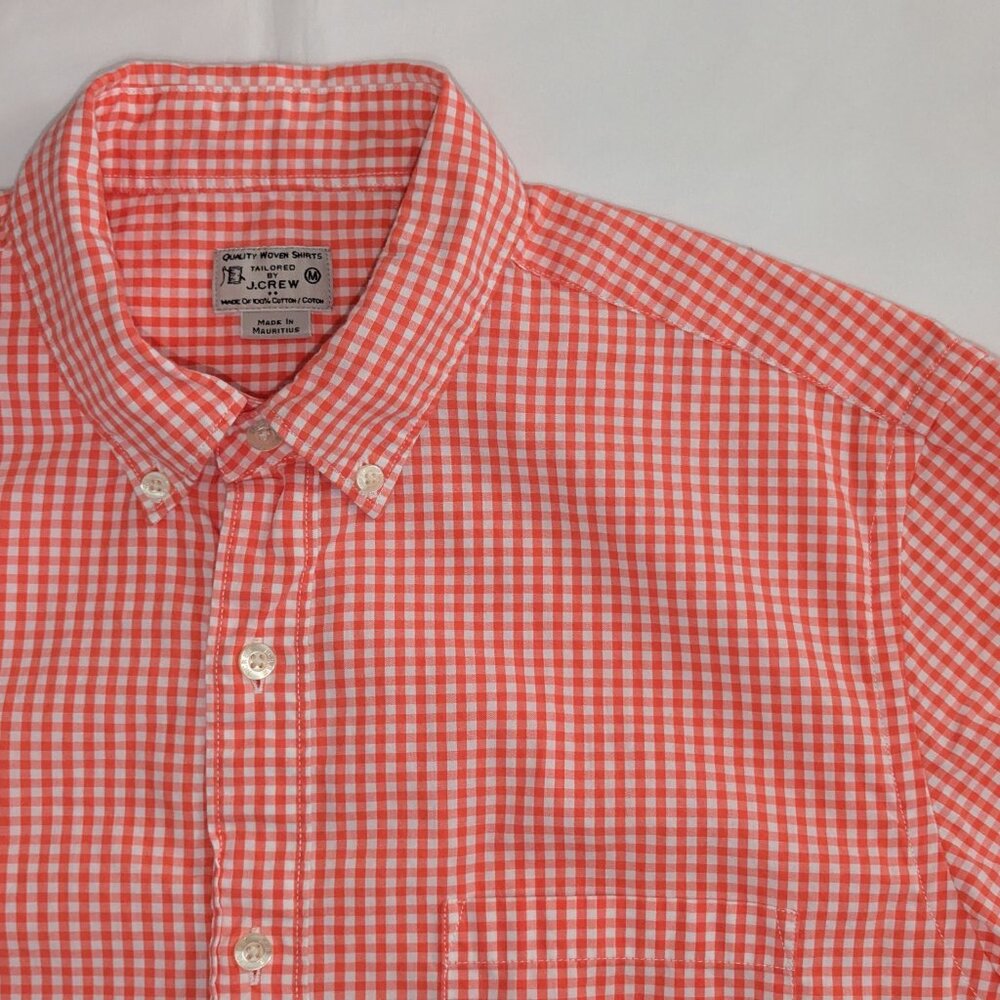 Tailored by J. Crew Pink Gingham Button Up Short Sleeve Shirt Men’s M